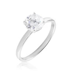 Bague Solitaire Stella Argent Blanc Oxyde De Zirconium