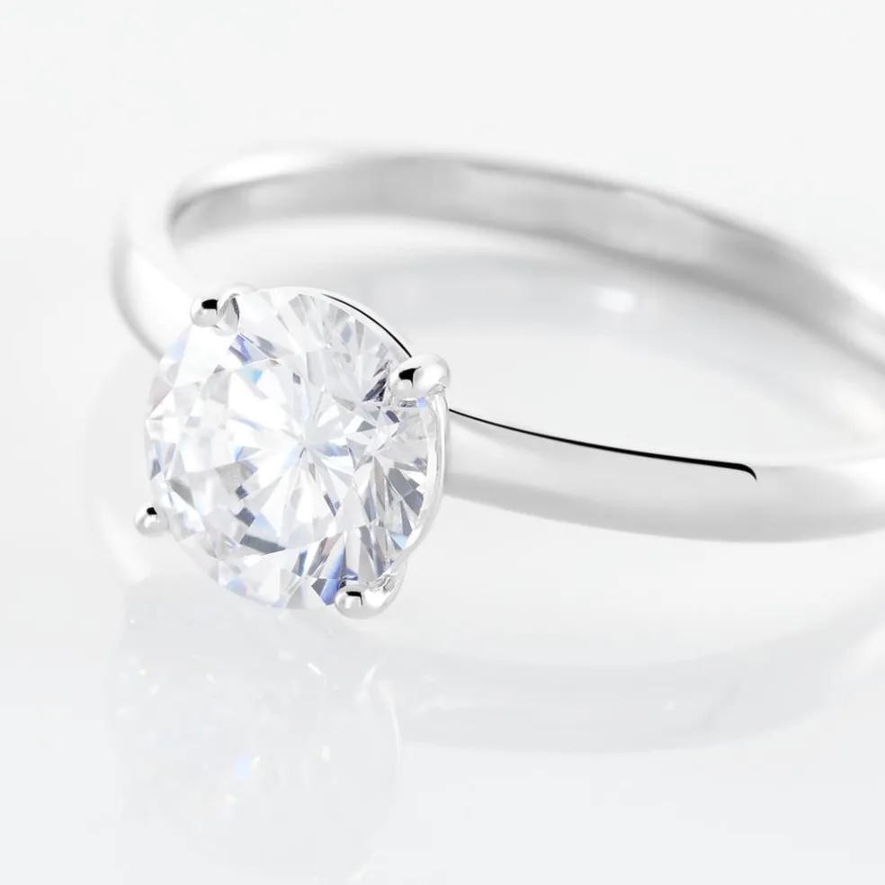 Bague Solitaire Stella Argent Blanc Oxyde De Zirconium