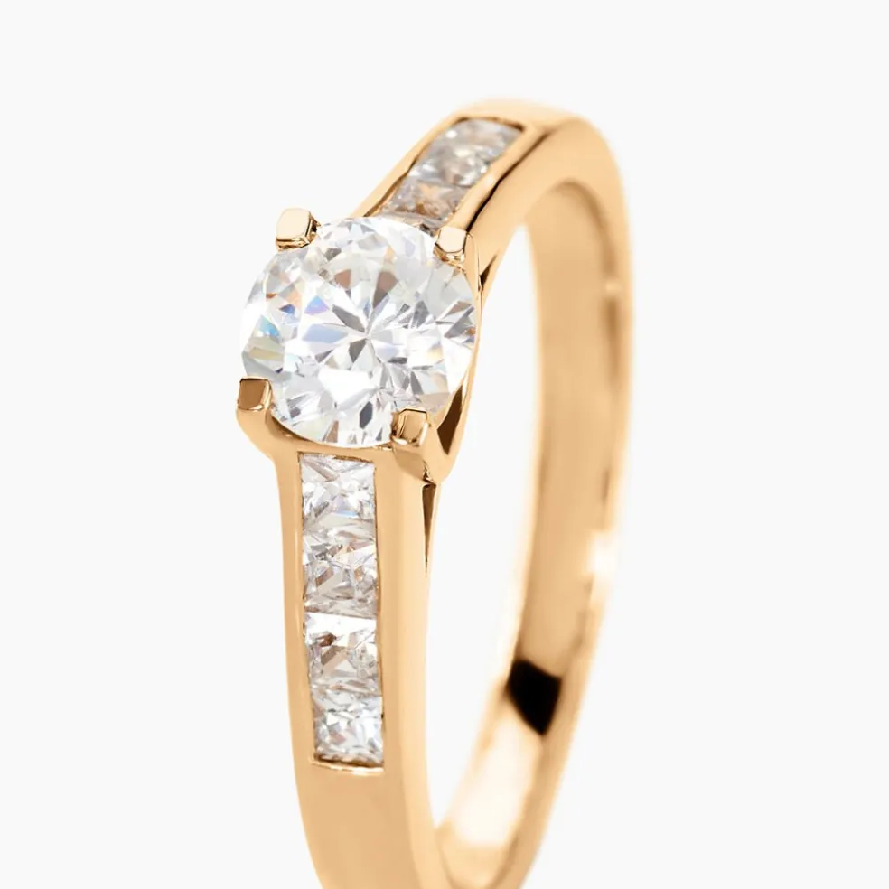 Bague Solitaire Stevie Plaqué Or Jaune Oxyde De Zirconium