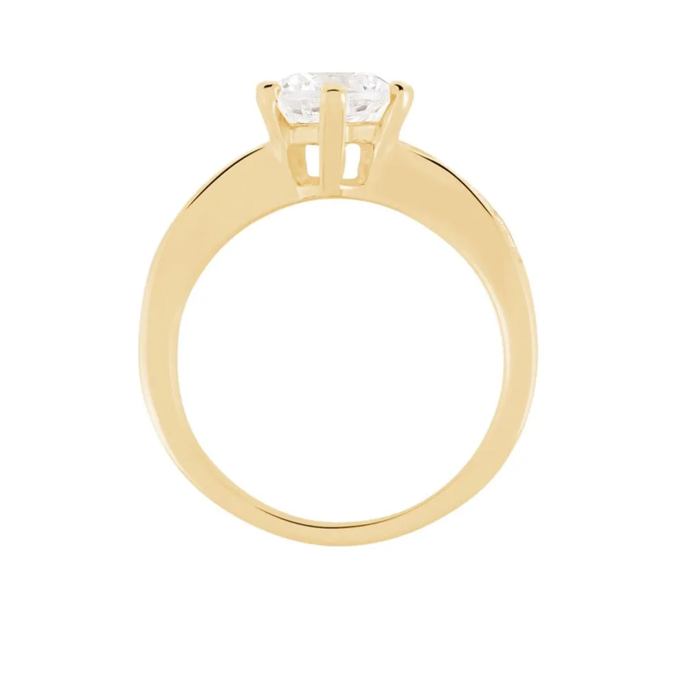 Bague Solitaire Stevie Plaqué Or Jaune Oxyde De Zirconium