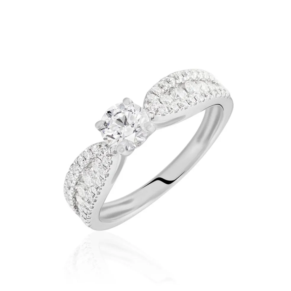 Bague Solitaire Stockholm Or Blanc Diamant Synthetique