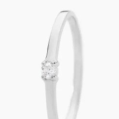 Bague Solitaire Superposition Or Blanc Diamant