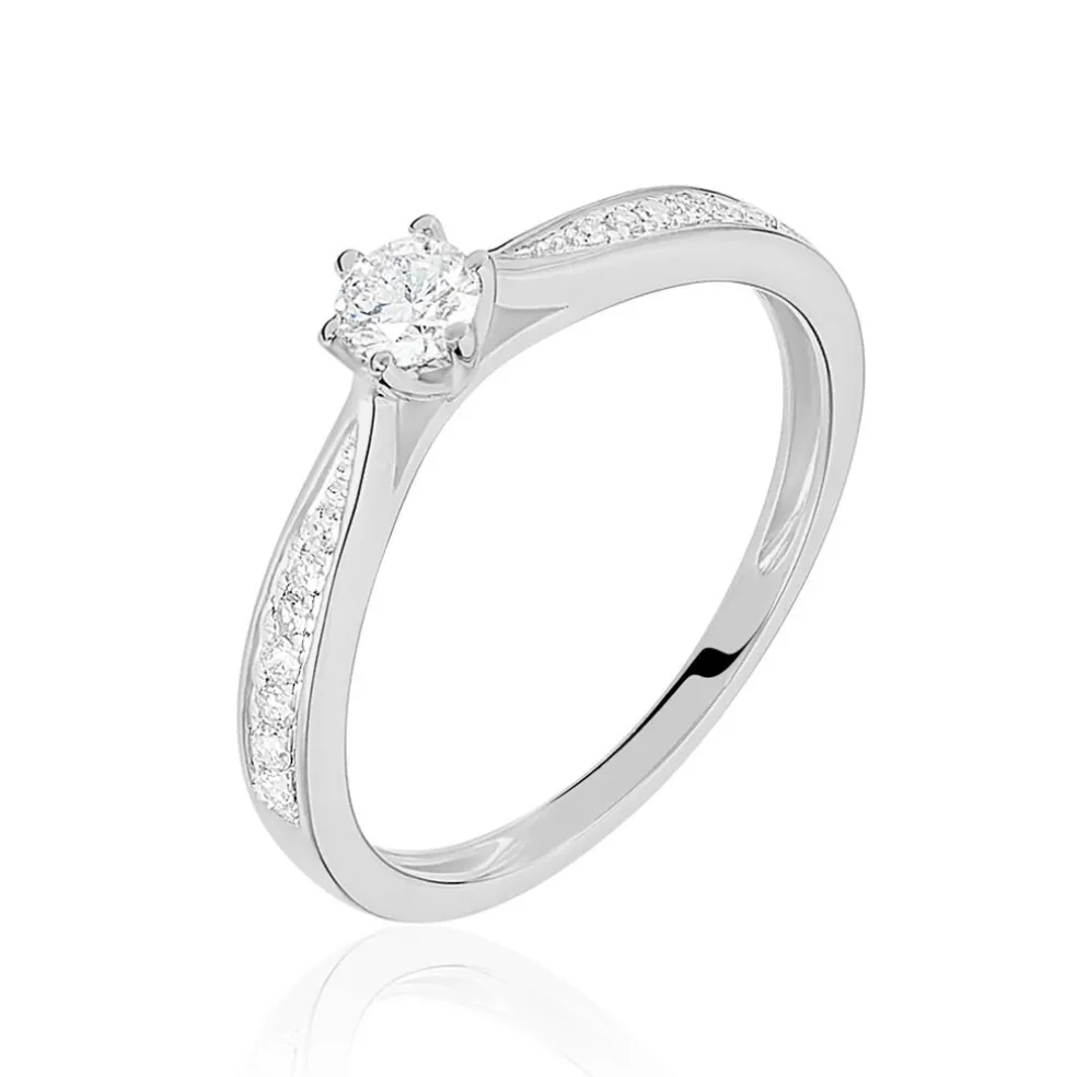 Bague Solitaire Symphonie Or Blanc Diamant