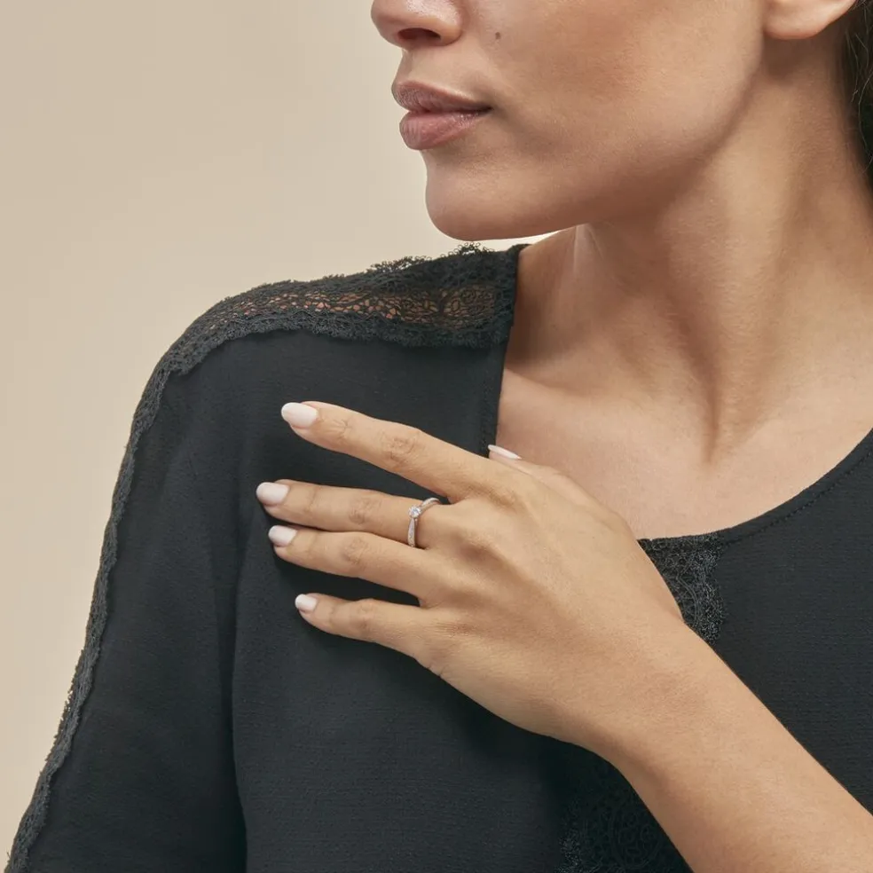 Bague Solitaire Symphonie Or Blanc Diamant
