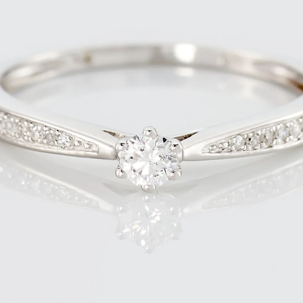 Bague Solitaire Symphonie Or Blanc Diamant