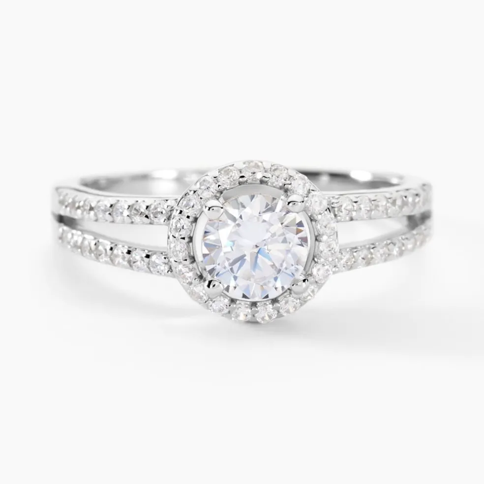 Bague Solitaire Titemae Argent Blanc Oxyde De Zirconium