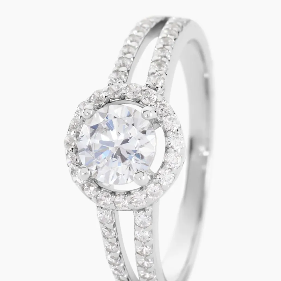 Bague Solitaire Titemae Argent Blanc Oxyde De Zirconium