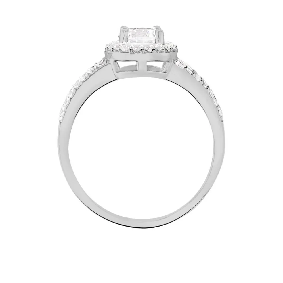 Bague Solitaire Titemae Argent Blanc Oxyde De Zirconium