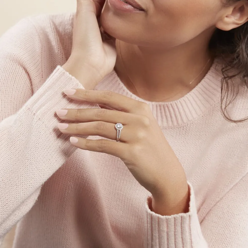 Bague Solitaire Titemae Argent Blanc Oxyde De Zirconium
