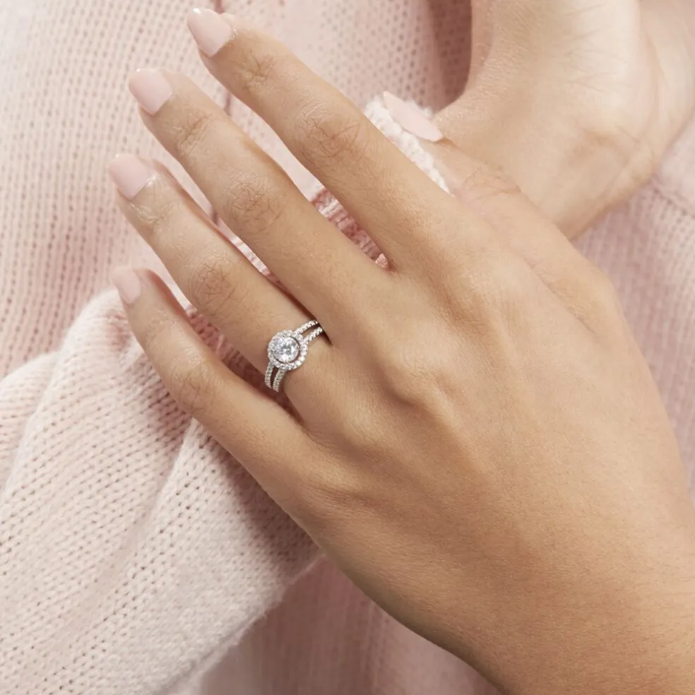 Bague Solitaire Titemae Argent Blanc Oxyde De Zirconium