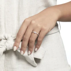 Bague Solitaire Ursi Argent Blanc Oxyde De Zirconium