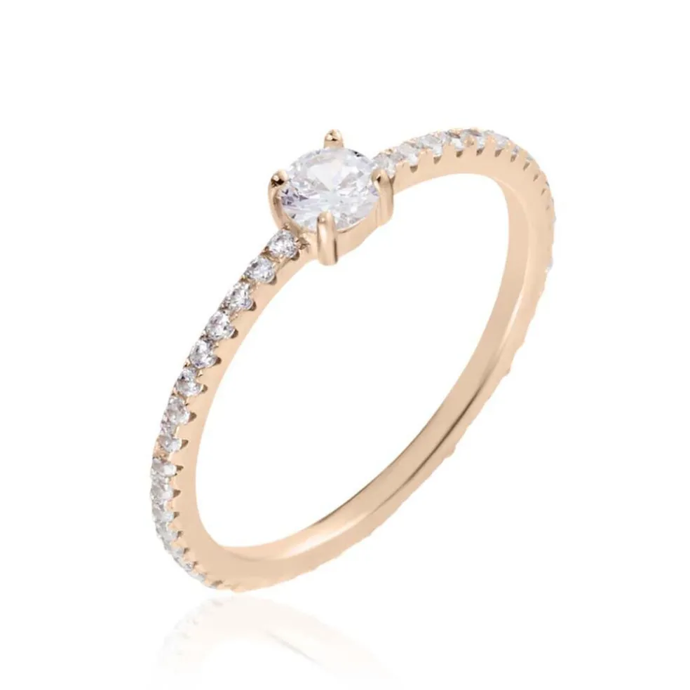 Bague Solitaire Ursi Argent Rose Oxyde De Zirconium