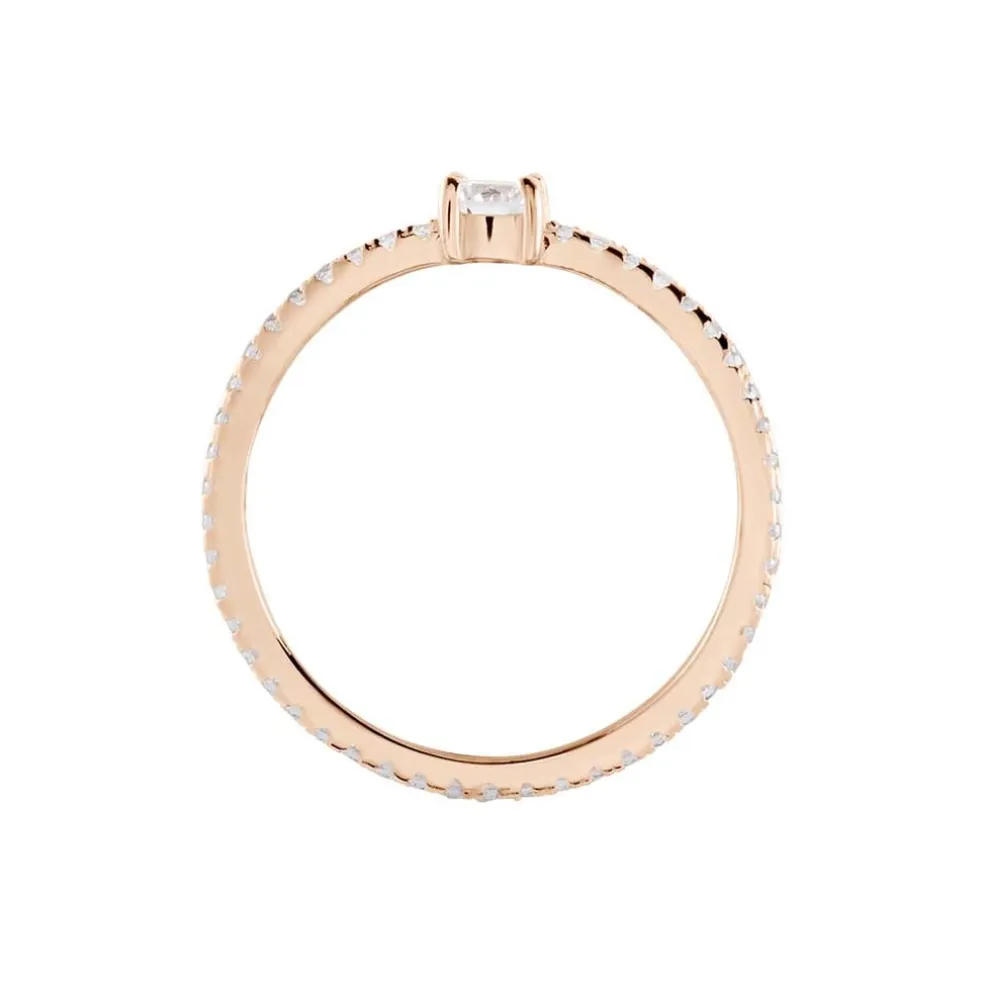 Bague Solitaire Ursi Argent Rose Oxyde De Zirconium