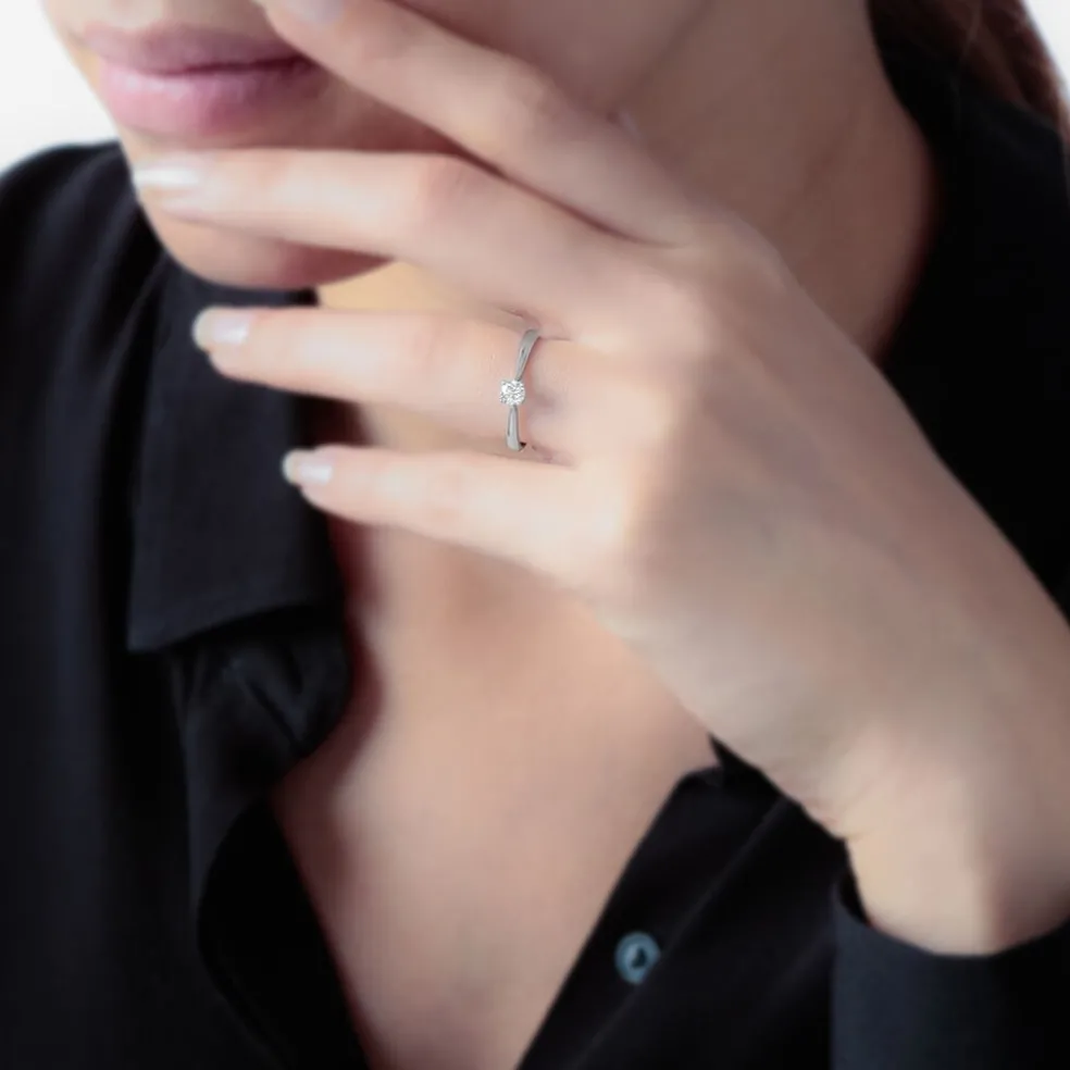 Bague Solitaire Victoria Or Blanc Diamant