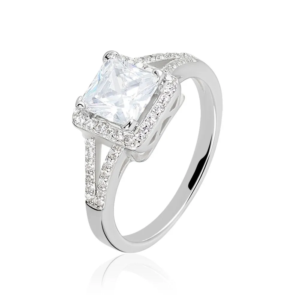 Bague Solitaire Wilona Argent Blanc Oxyde De Zirconium