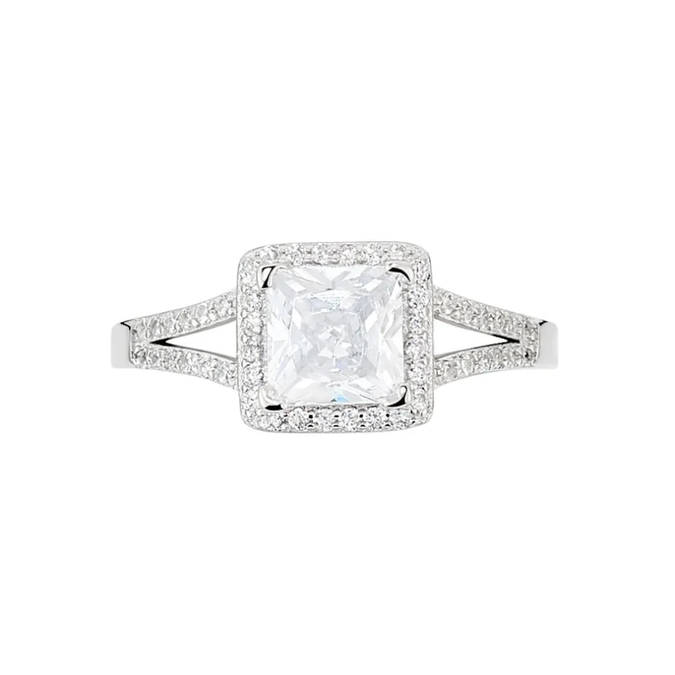 Bague Solitaire Wilona Argent Blanc Oxyde De Zirconium