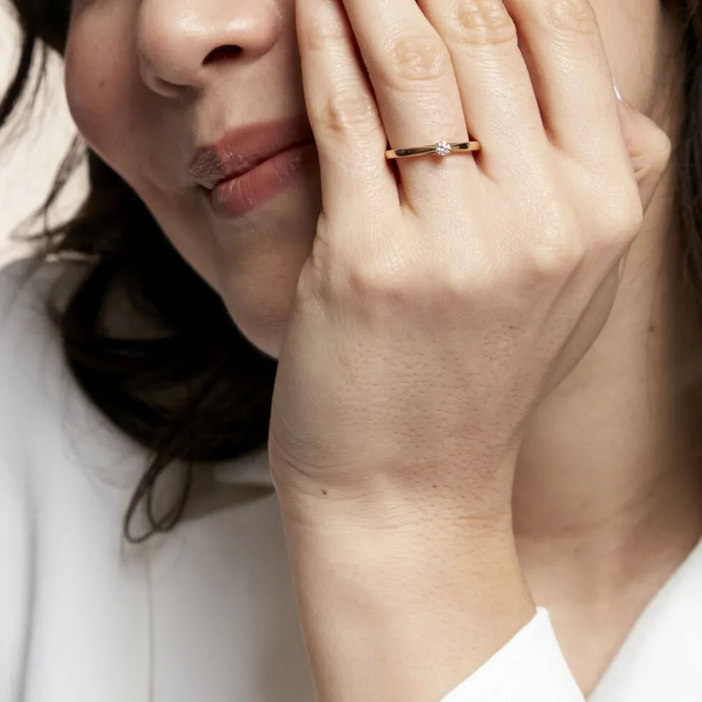 Bague Soltaire Iris Or Jaune Diamant