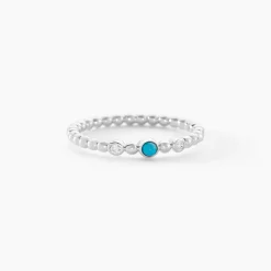 Bague Sorene Argent Blanc Turquoise Oxyde De Zirconium