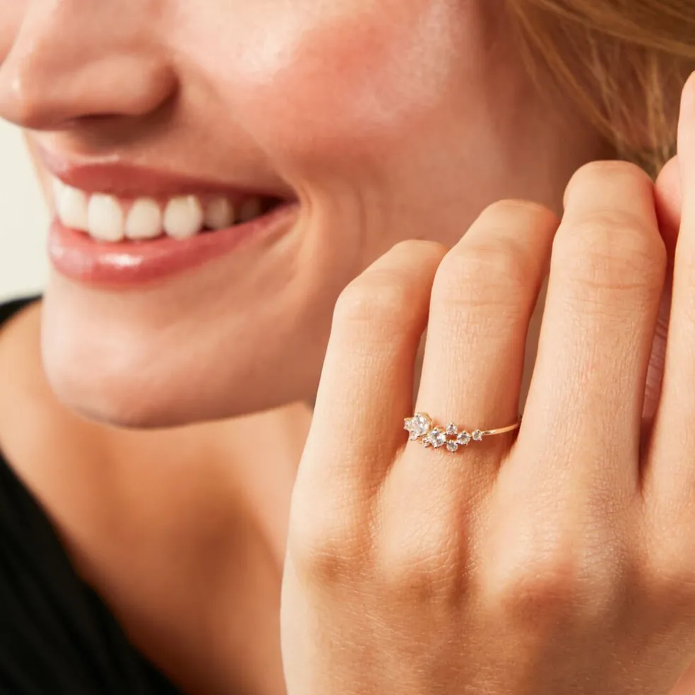 Bague Sparkle Or Jaune Oxyde De Zirconium