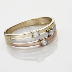 Bague Superposition Or Tricolore Diamant