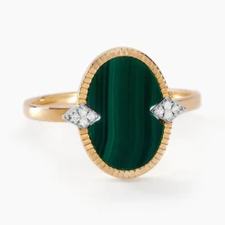 Bague Tahina Or Jaune Malachite Diamant