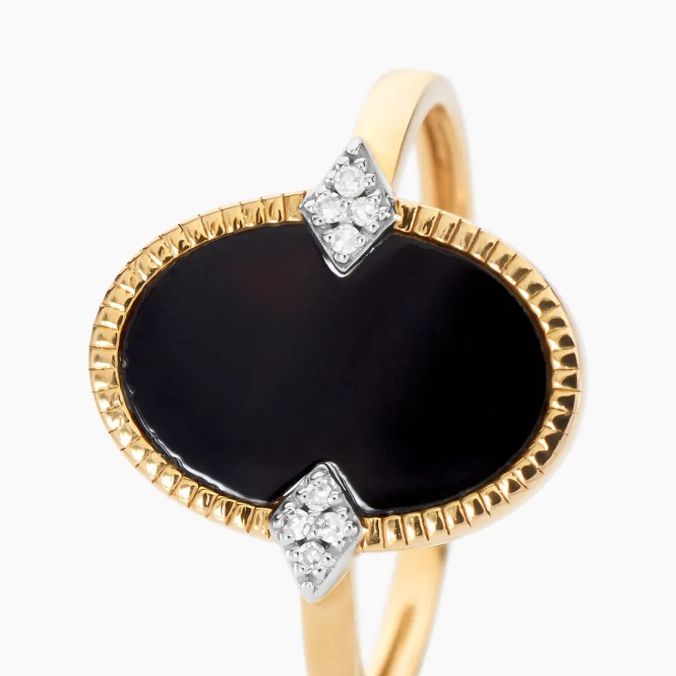 Bague Tahina Or Jaune Onyx Diamant
