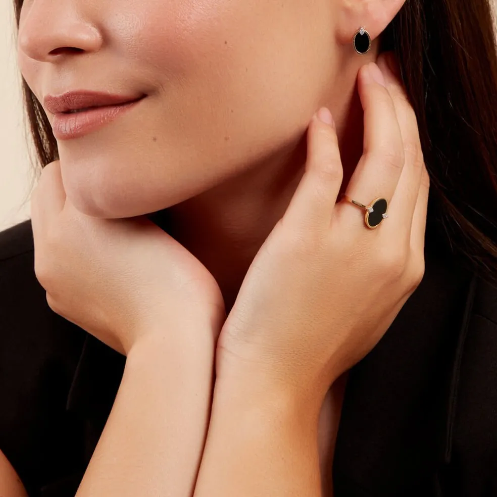 Bague Tahina Or Jaune Onyx Diamant