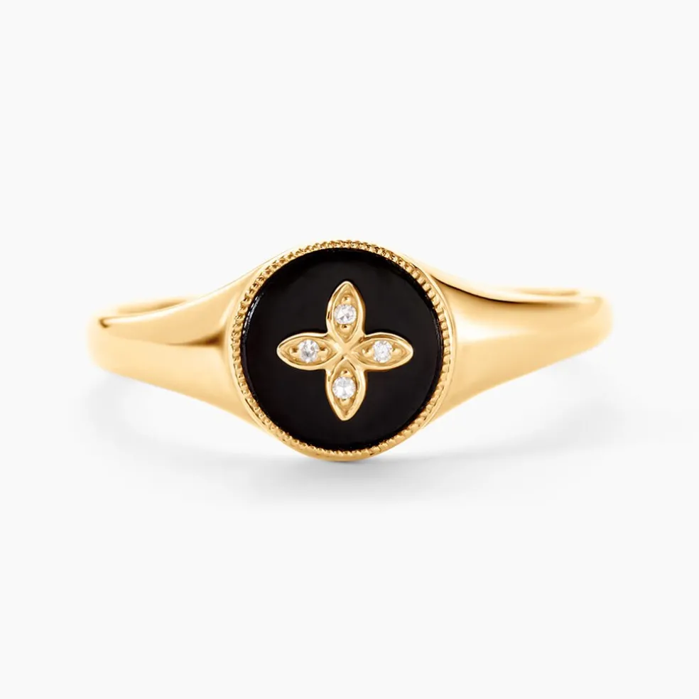 Bague Talisman Or Jaune Agate Diamant