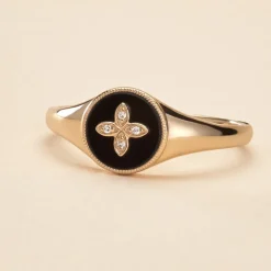 Bague Talisman Or Jaune Agate Diamant