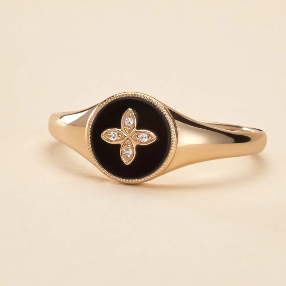 Bague Talisman Or Jaune Agate Diamant