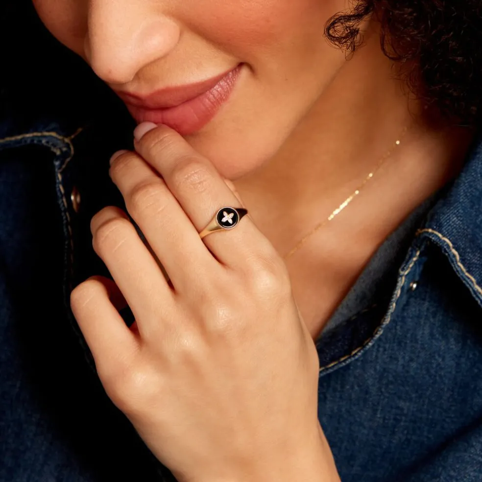 Bague Talisman Or Jaune Agate Diamant