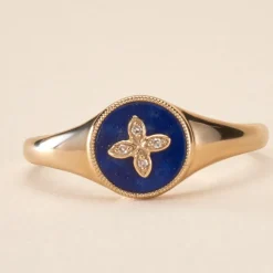 Bague Talisman Or Jaune Lapis Lazuli Diamant