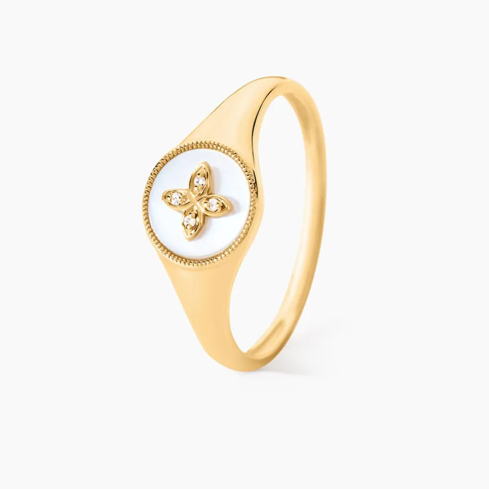 Bague Talisman Or Jaune Nacre Diamant