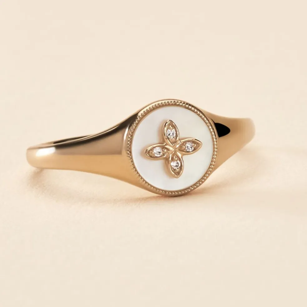 Bague Talisman Or Jaune Nacre Diamant