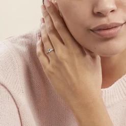 Bague Tarente Or Blanc Topaze Et Oxyde De Zirconium