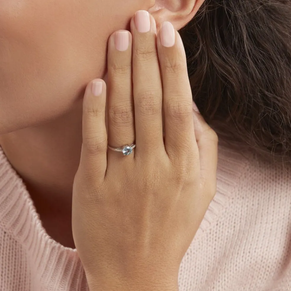 Bague Tarente Or Blanc Topaze Et Oxyde De Zirconium