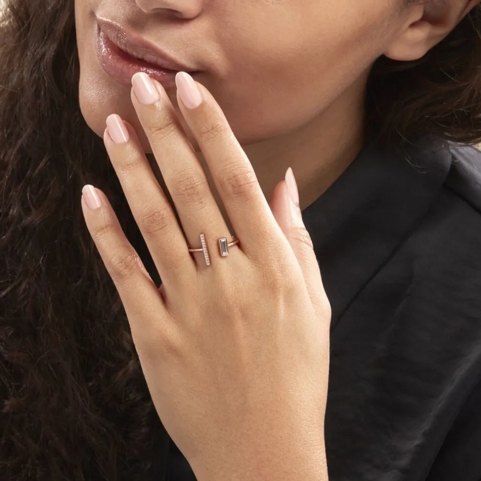 Bague Tea Argent Blanc Rose Oxyde De Zirconium