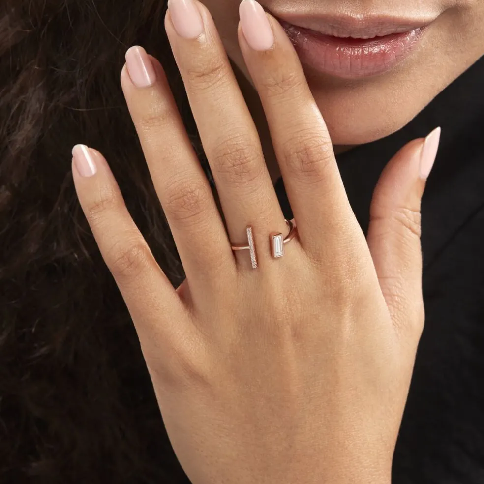 Bague Tea Argent Blanc Rose Oxyde De Zirconium