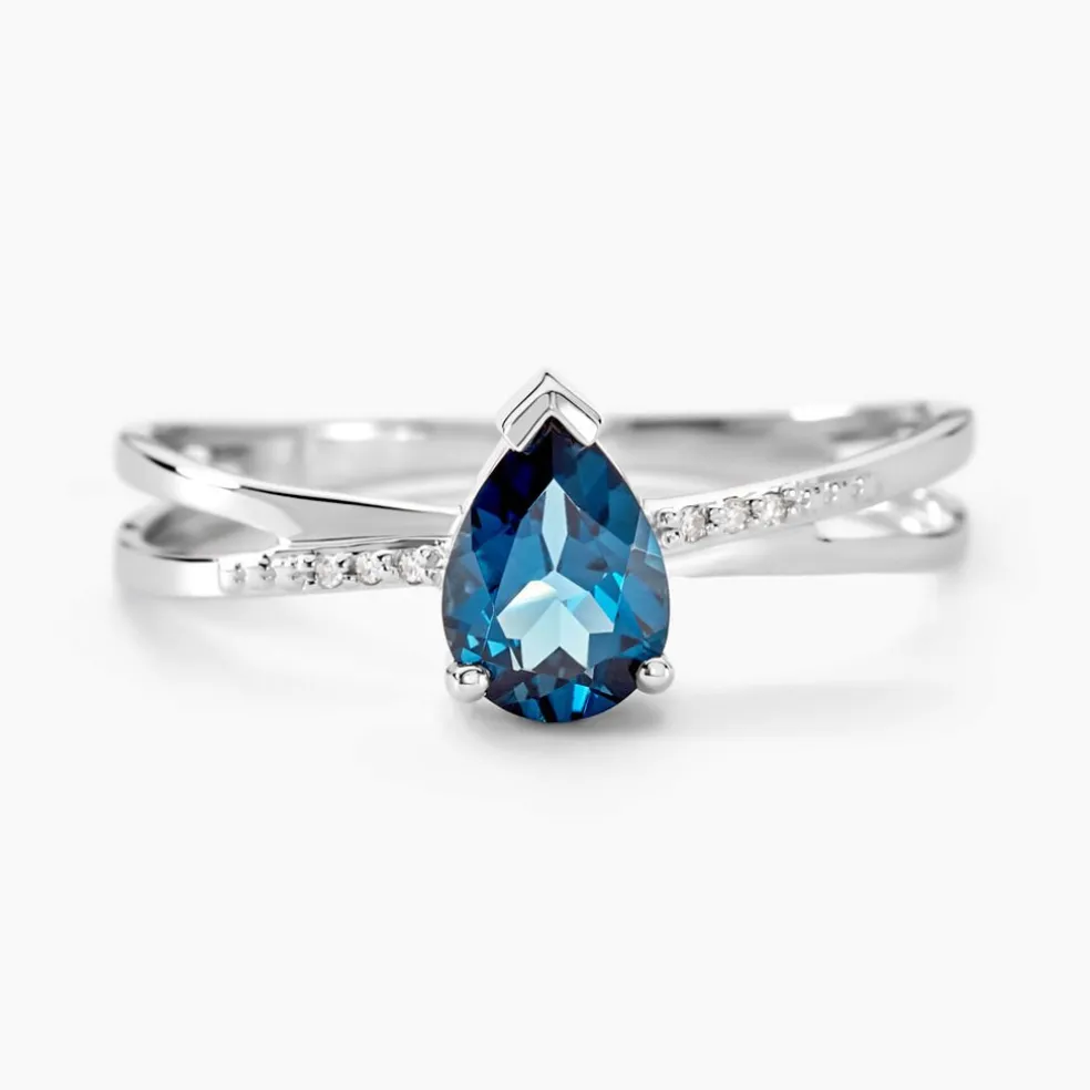 Bague Teresa Or Blanc Topaze Et Diamant