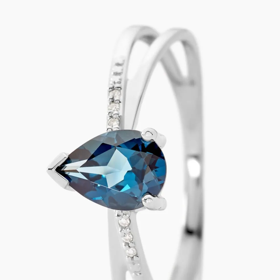 Bague Teresa Or Blanc Topaze Et Diamant