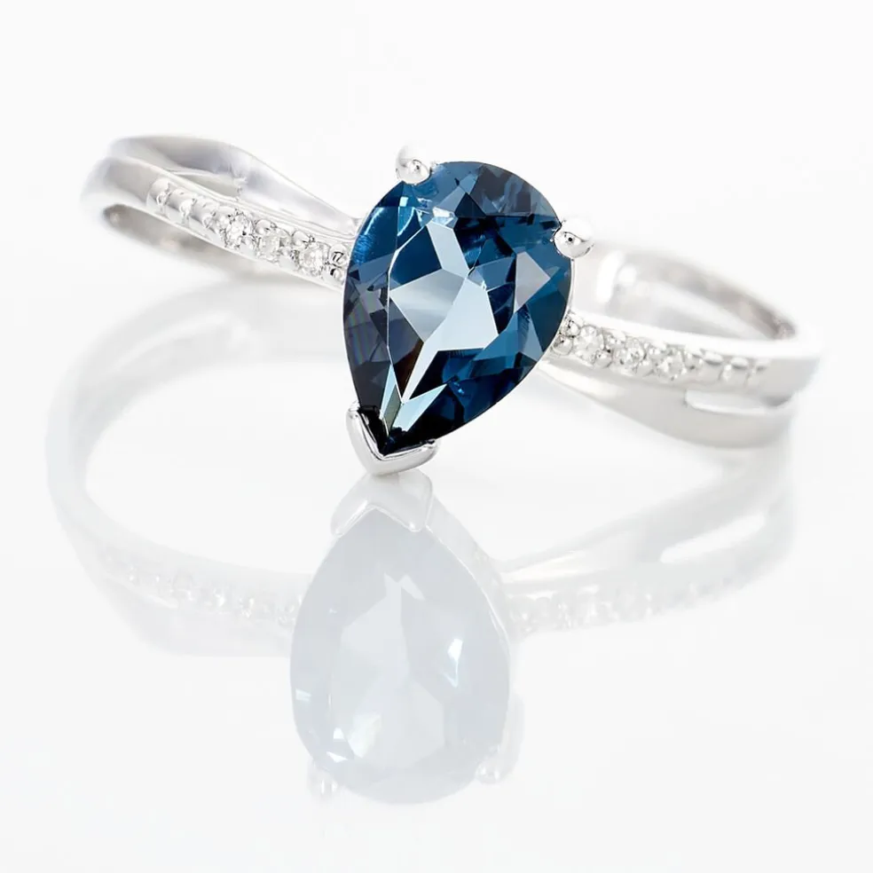 Bague Teresa Or Blanc Topaze Et Diamant