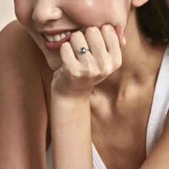 Bague Teresa Or Blanc Topaze Et Diamant