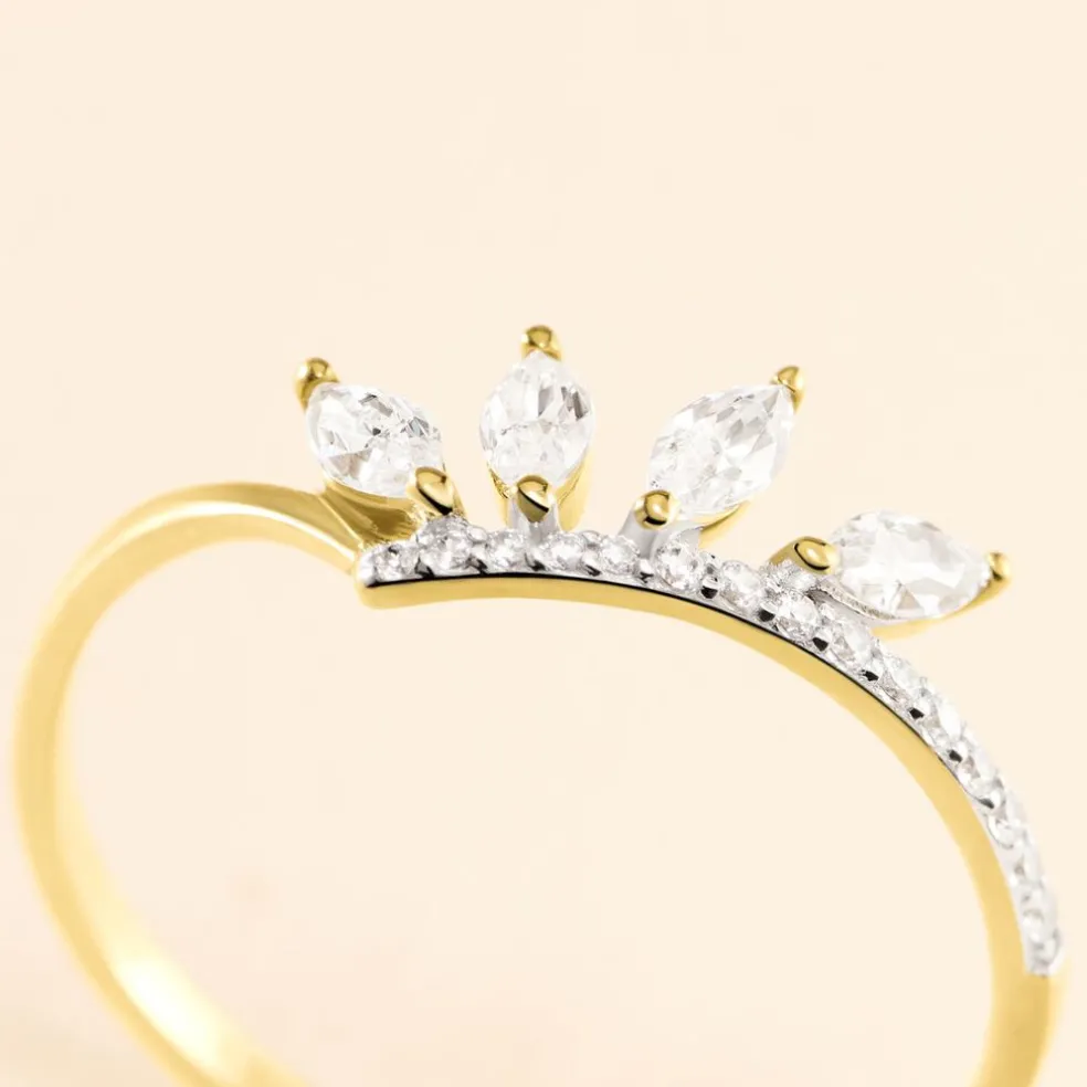 Bague Tiara Or Jaune Oxyde De Zirconium