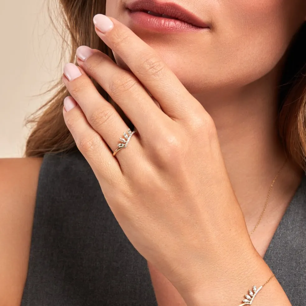 Bague Tiara Or Jaune Topaze Oxyde De Zirconium