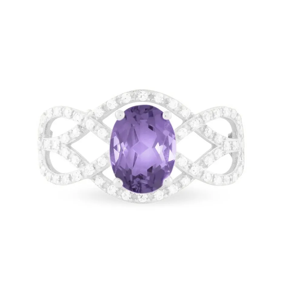Bague Tina Or Blanc Amethyste Et Diamant