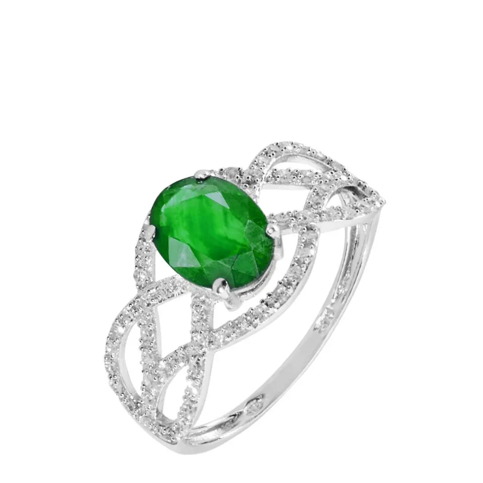 Bague Tina Or Blanc Emeraude Et Diamant