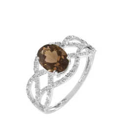 Bague Tina Or Blanc Quartz Et Diamant