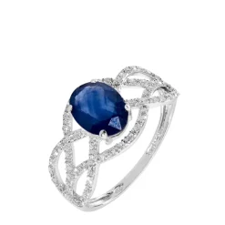 Bague Tina Or Blanc Saphir Et Diamant