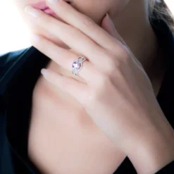 Bague Tina Or Blanc Saphir Et Diamant