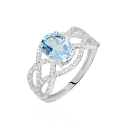 Bague Tina Or Blanc Topaze Et Oxyde De Zirconium